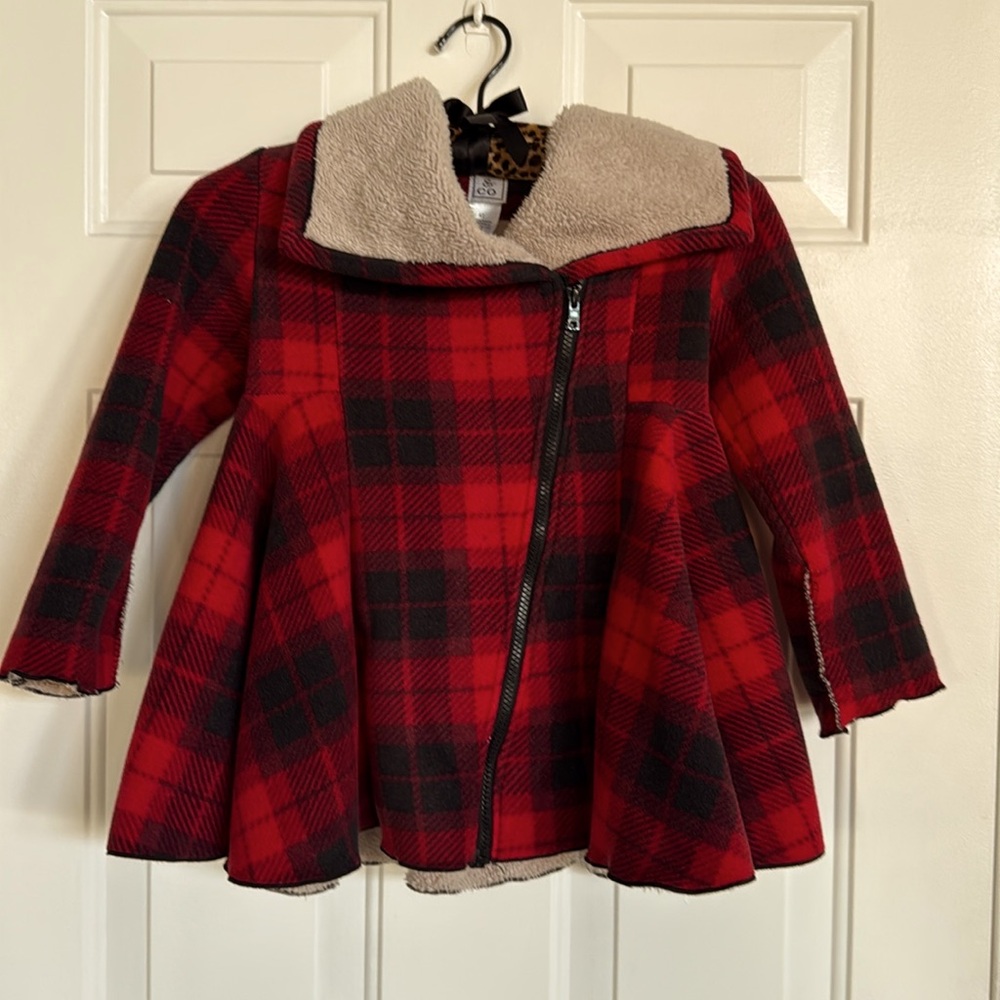 Mack & Co Black/Red Plaid- Fleece Lined- 4T Girl's Jacket - Excellent Condition